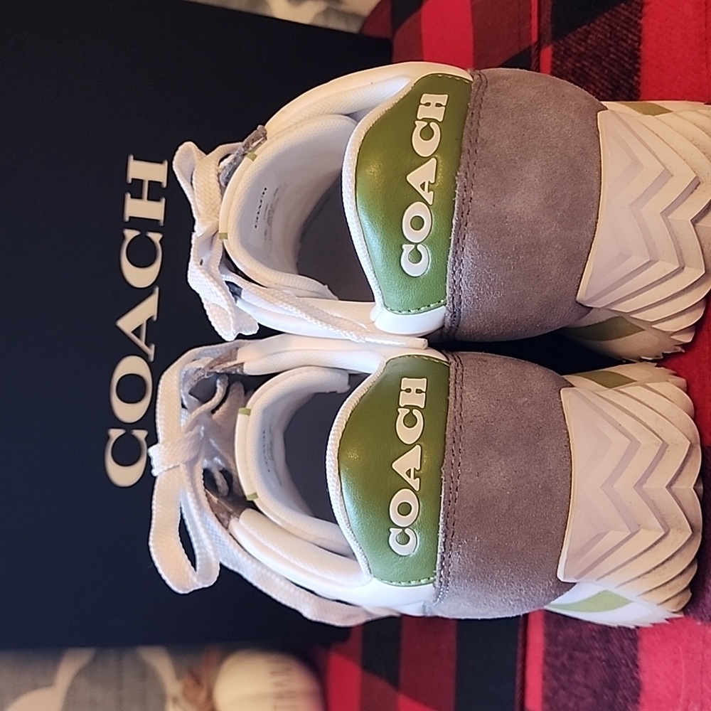 New In Box Coach Unisex Gray, White, and Green Running Sneakers - Picture 4 of 6